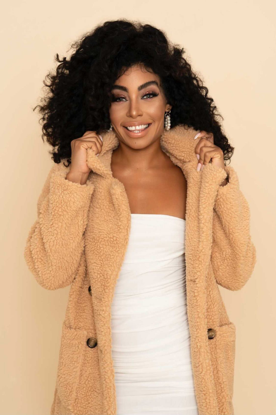 CAMEL TEDDY DOUBLE BREASTED JACKET